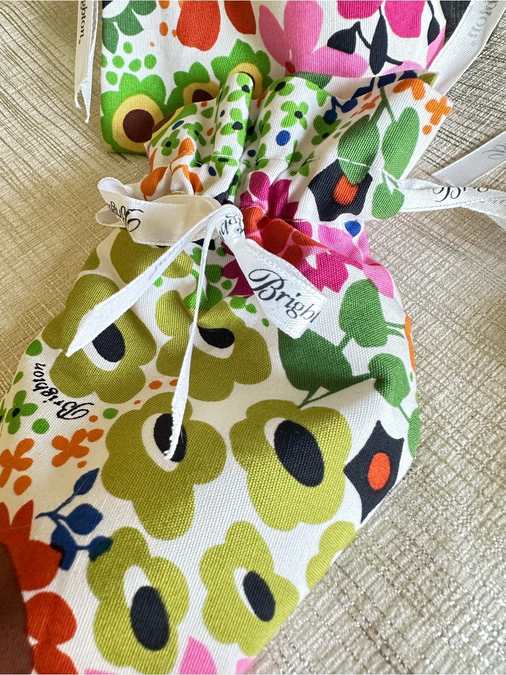 Brighton Multicolor Floral Drawstring Pouch Pair .. travel / tote / storage bags - Picture 3 of 5